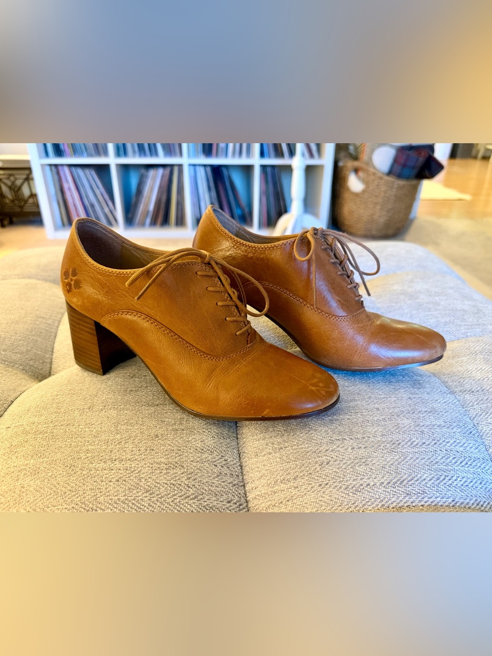 Patricia Nash Size 6.5 Brown Leather Mara Oxford Block Heels